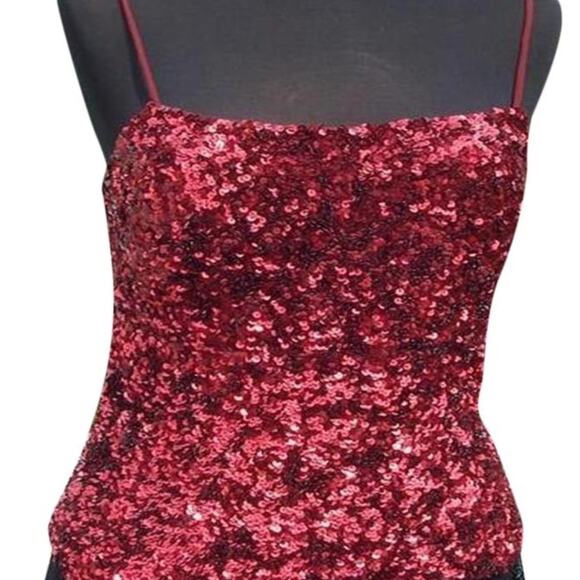 Cache Red Sequin Encrusted Halter Asymmetrical Bustier Event Lined Top $138 NWT - Picture 3 of 7